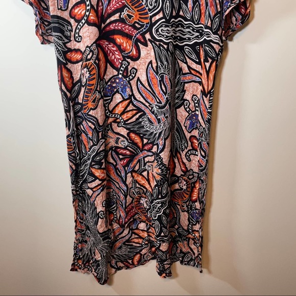 H&M Orange Multicolor Geometric Short Sleeve Kaftan Dress Size 2 - Picture 3 of 10
